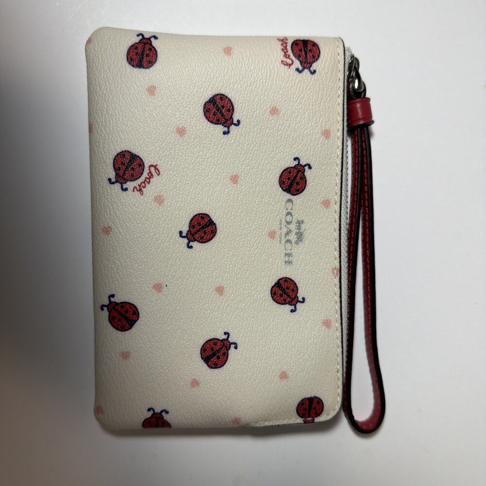 COACH **RARE* Vintage Ladybug Print Zip-Around wristlet